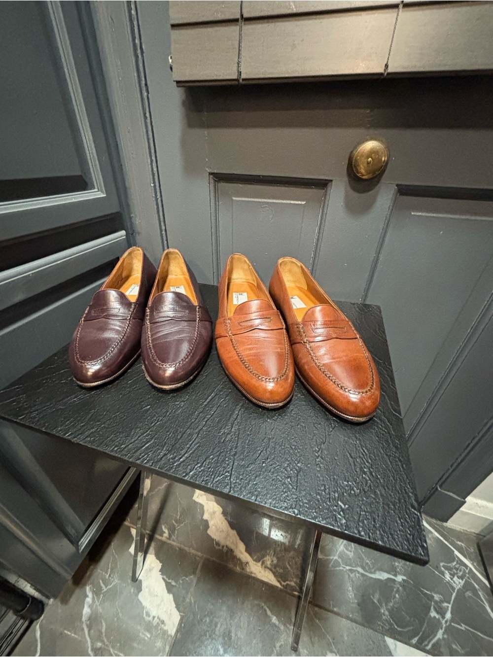 Vintage Moreschi Leather Penny Loafers in Chestnut and Mahogany Two Pairs…